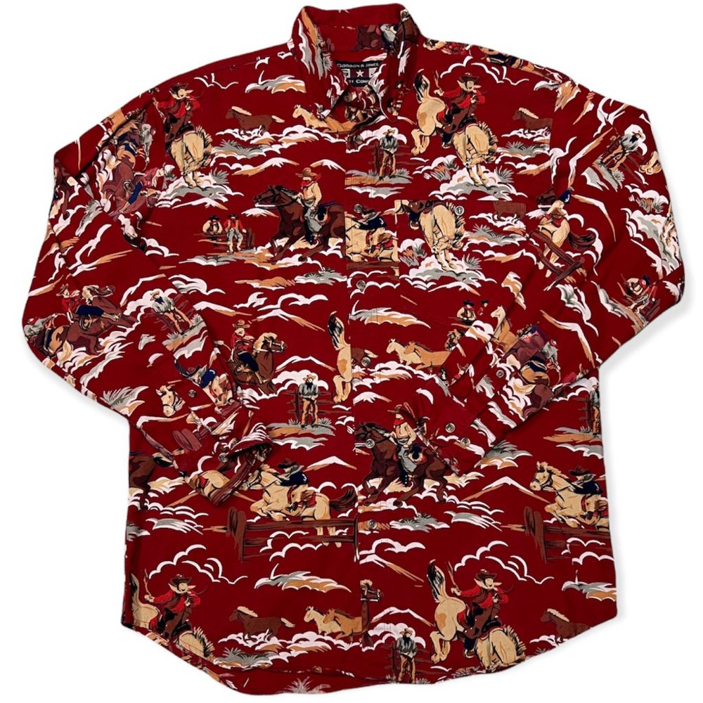 Gordon James Old West Long Sleeve Shirt Men's Sz Medium Unisex Western